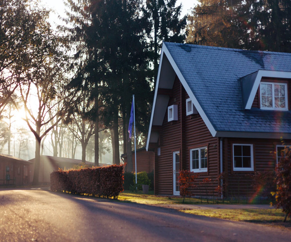 Home Insurance - side view of home with flag